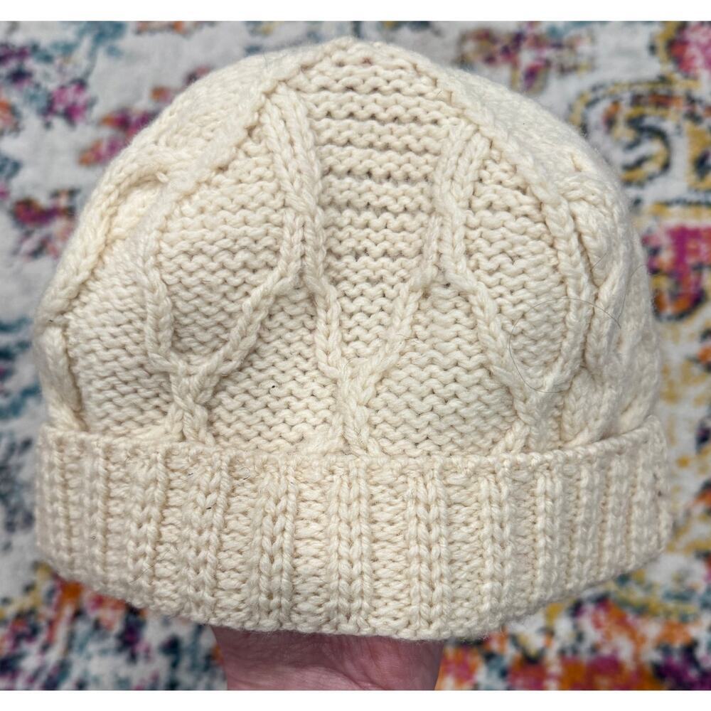 Blarney Woolen Mills Ireland 100% Merino Wool Aran Cableknit Beanie Hat - Picture 4 of 4